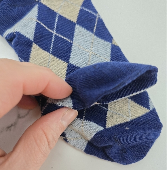 Bohemian | Argyle blue tan maximalist print preppy tube socks - Picture 4 of 7